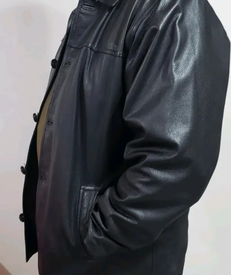 Chaqueta de cuero negra para hombre - 3