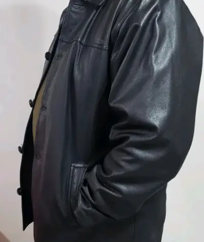 Chaqueta de cuero negra para hombre - miniatura 3