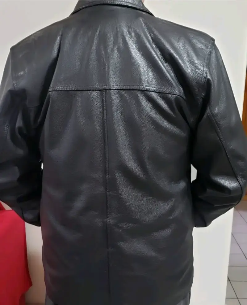 Chaqueta de cuero negra para hombre - 4