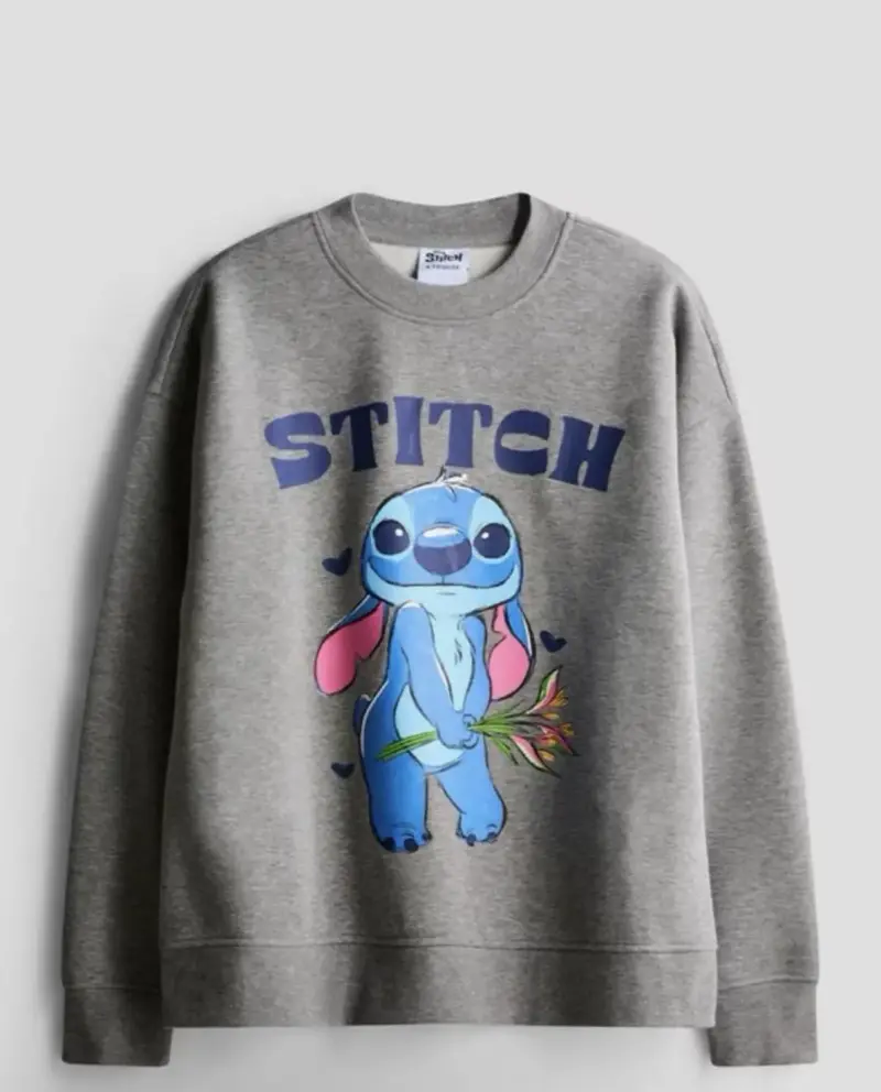 Poleron gris con diseño de Stitch - 1