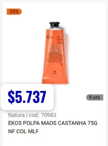 Crema de Manos Natura Ekos Castaña 75g