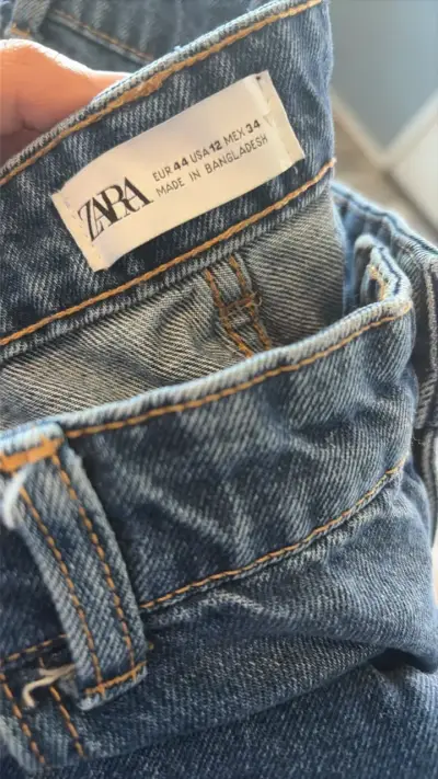 Jeans anchos de mezclilla Marca Zara talla 44 - miniatura 3