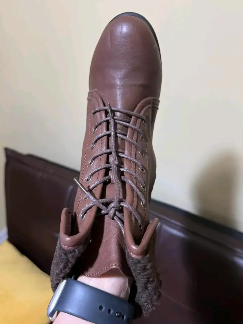 Botines de cuero marrón con forro de lana - 3