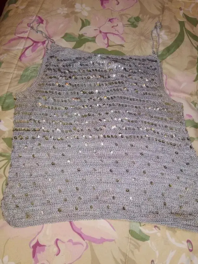 Top de fiesta con lentejuelas negro y cobre - 5