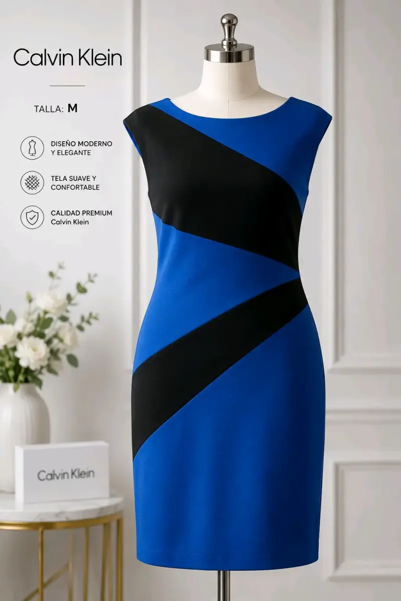 Vestido elegante Calvin Klein azul y negro