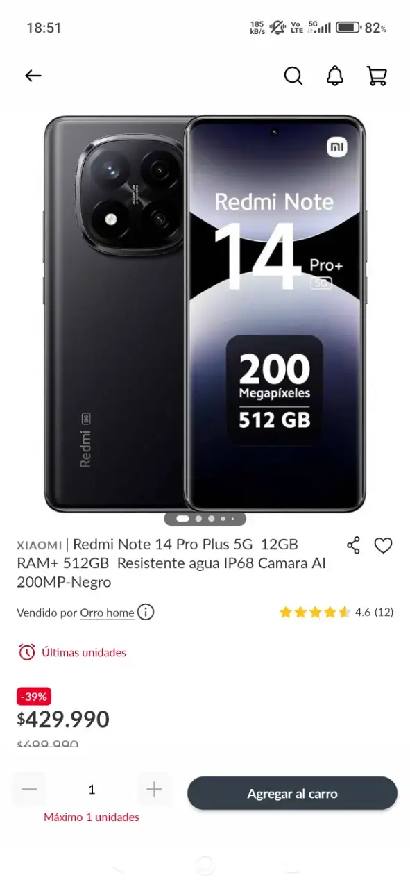 Xiaomi Redmi Note 14 Pro Plus 5G 12GB RAM 512GB Negro - 1