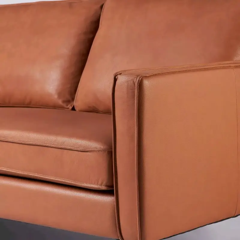 Sofá de cuero marrón moderno y elegante - 2