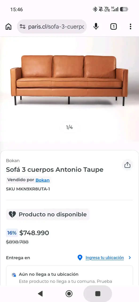 Sofá de cuero marrón moderno y elegante - 3