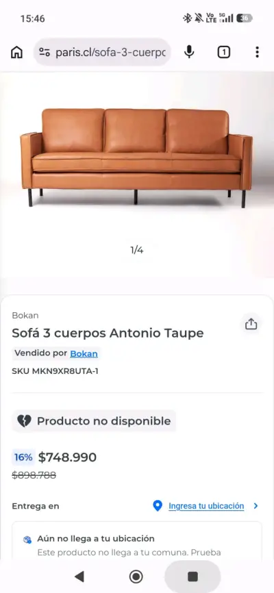 Sofá de cuero marrón moderno y elegante - miniatura 3