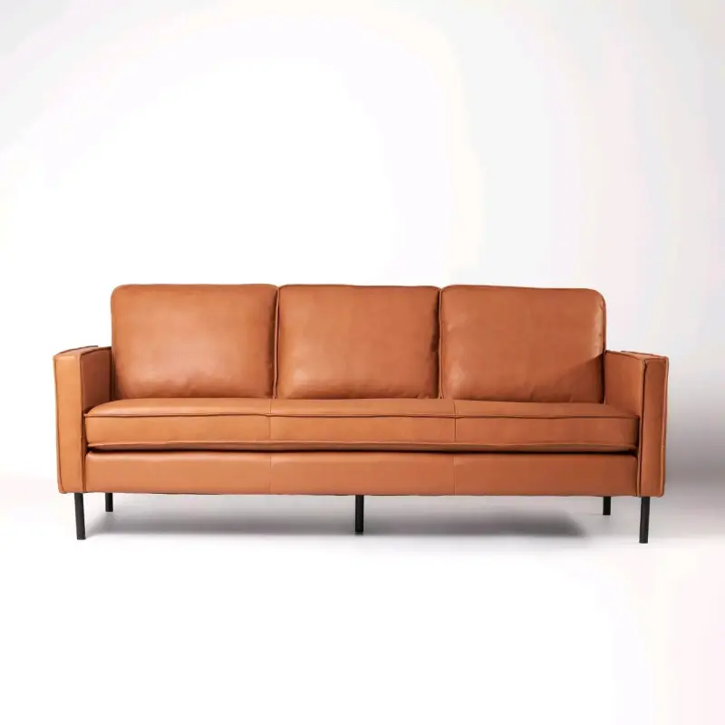 Sofá de cuero marrón moderno y elegante - 4