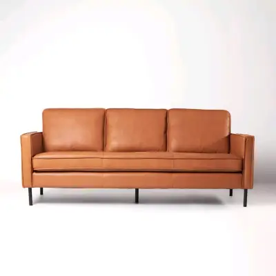 Sofá de cuero marrón moderno y elegante - miniatura 4