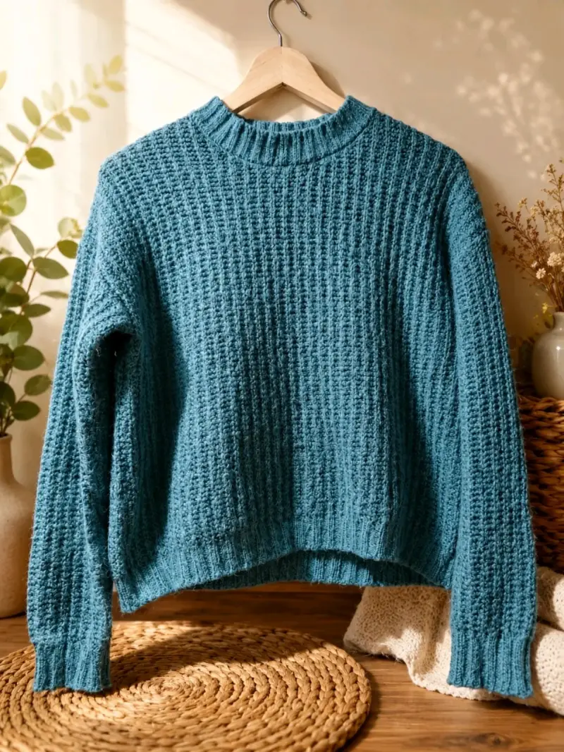 Suéter de punto color cerceta para mujer talla S