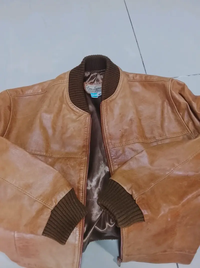 Chaqueta de cuero legítimo marrón para mujer - 2