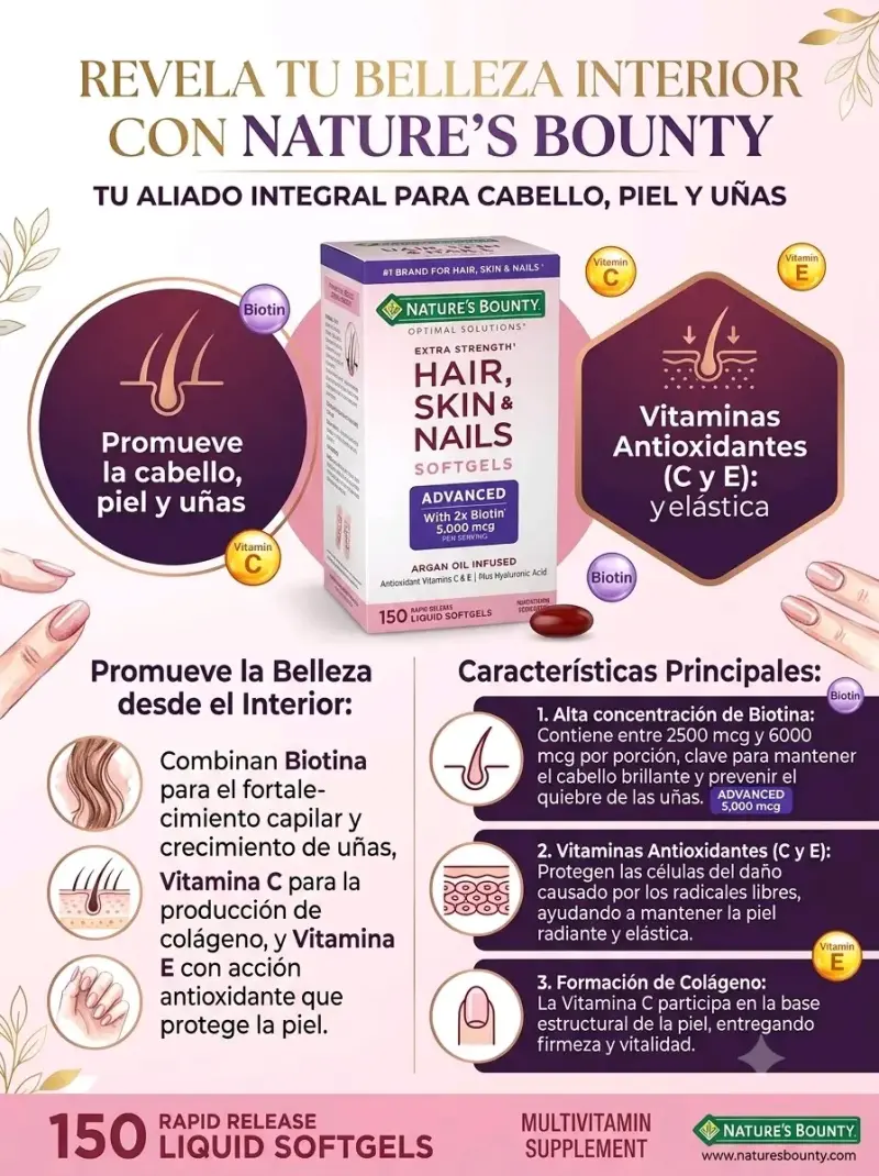 Suplemento Nature's Bounty Hair, Skin & Nails - 1