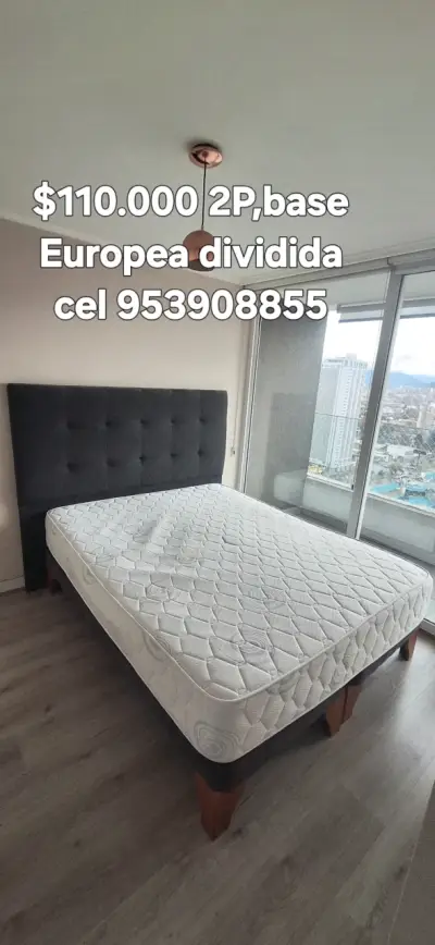 Cama 2 plazas con base europea dividida - miniatura 1
