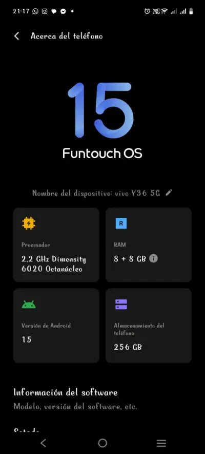 Smartphone Vivo Y36 5G 256GB Mystic Black - miniatura 4
