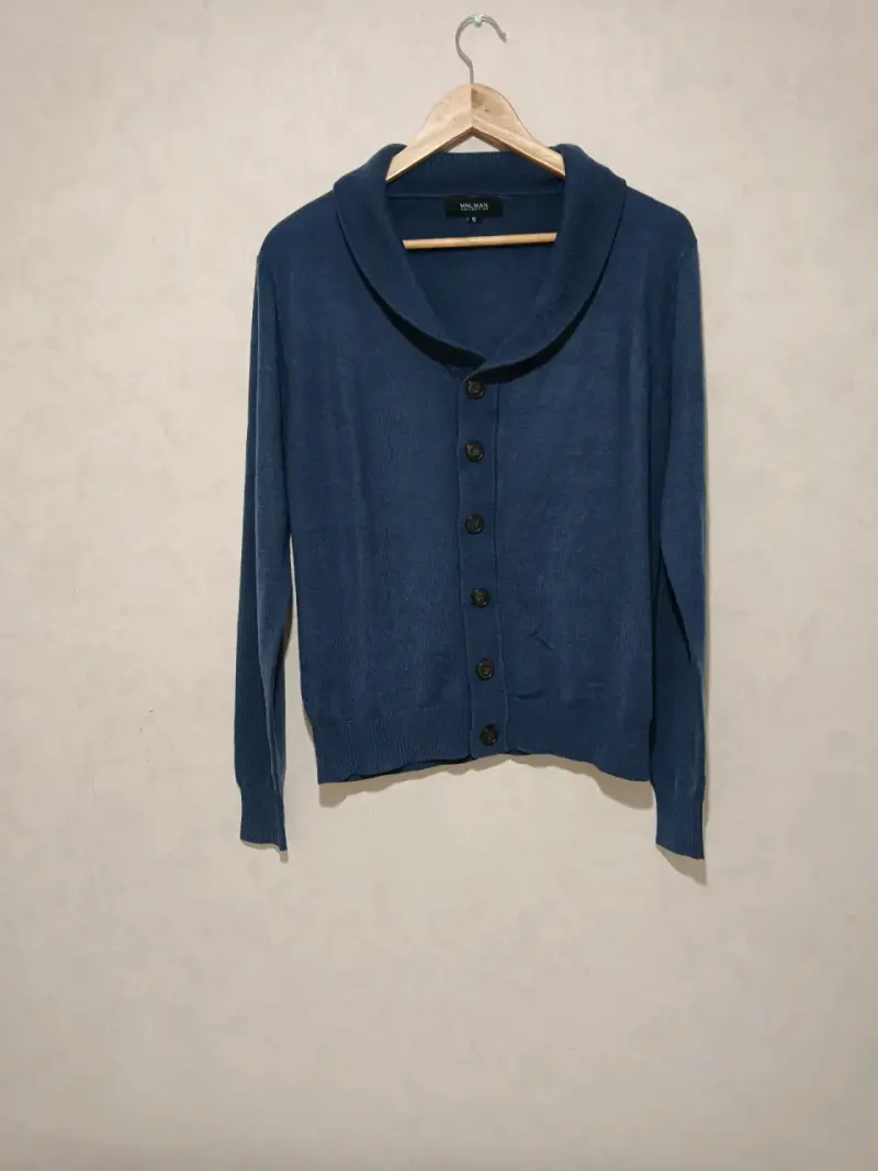 Cárdigan azul de lana para hombre - 1