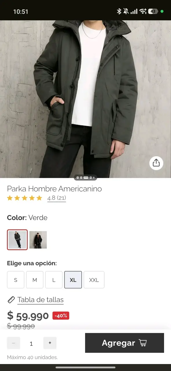 Parka verde militar con capucha para hombre - 3