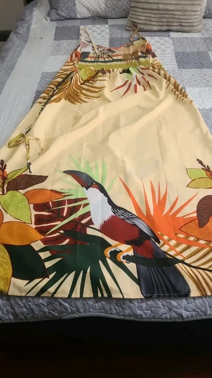 Vestido largo estampado tropical para mujer - 1