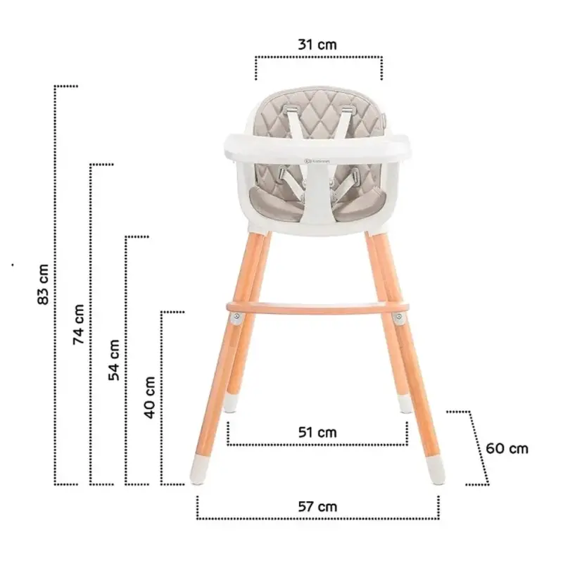 Silla alta para bebé de madera y plástico - 3