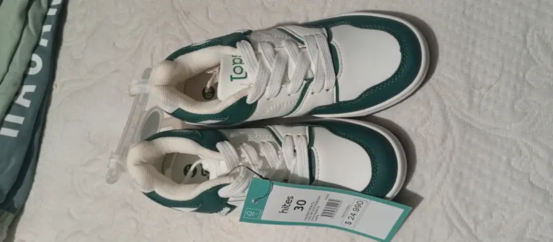 Zapatillas deportivas blancas y verdes para niños Top
