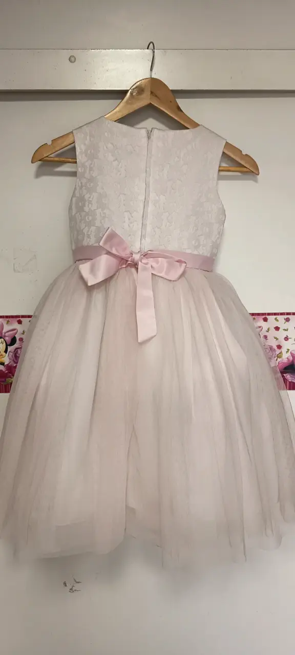 Vestido de fiesta para niña con lazo rosa - 1