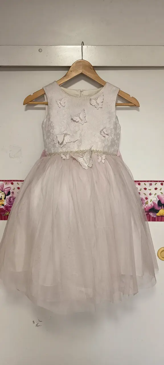 Vestido de fiesta para niña con lazo rosa - 3