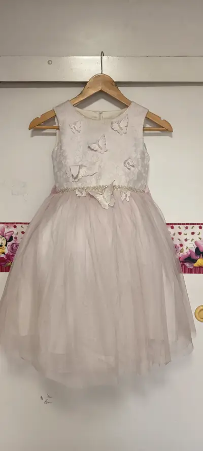 Vestido de fiesta para niña con lazo rosa - miniatura 3