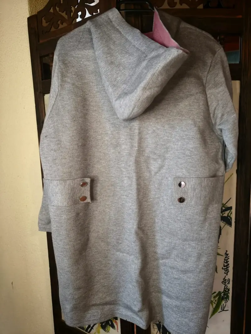 Abrigo largo de lana gris para mujer - 2