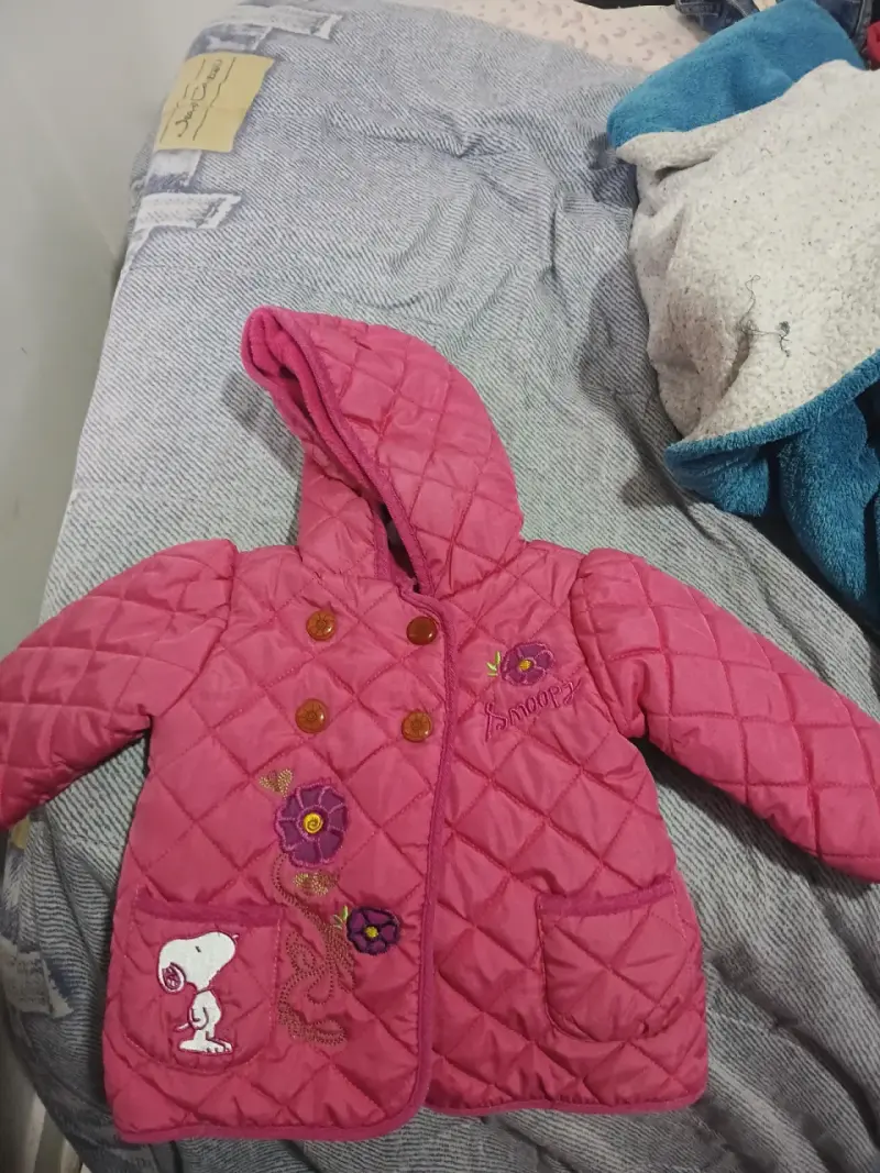 Chaqueta acolchada infantil Snoopy rosa - 1