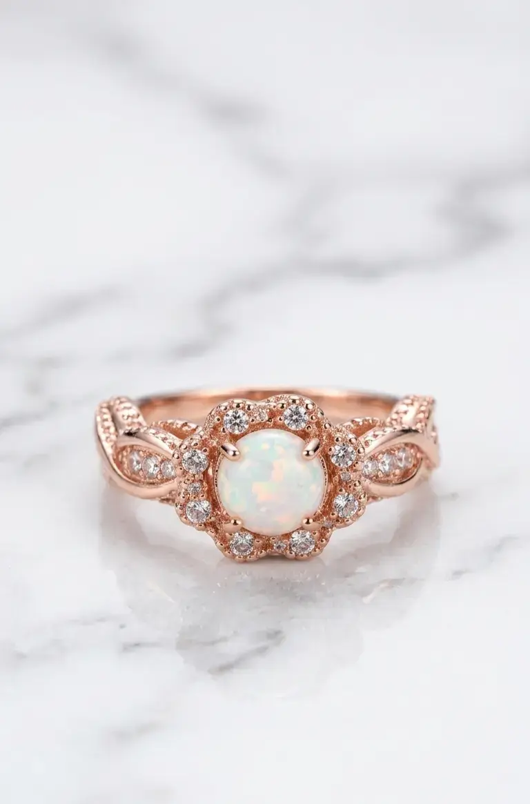 Anillo Aura Opal & Rose Twist - 1