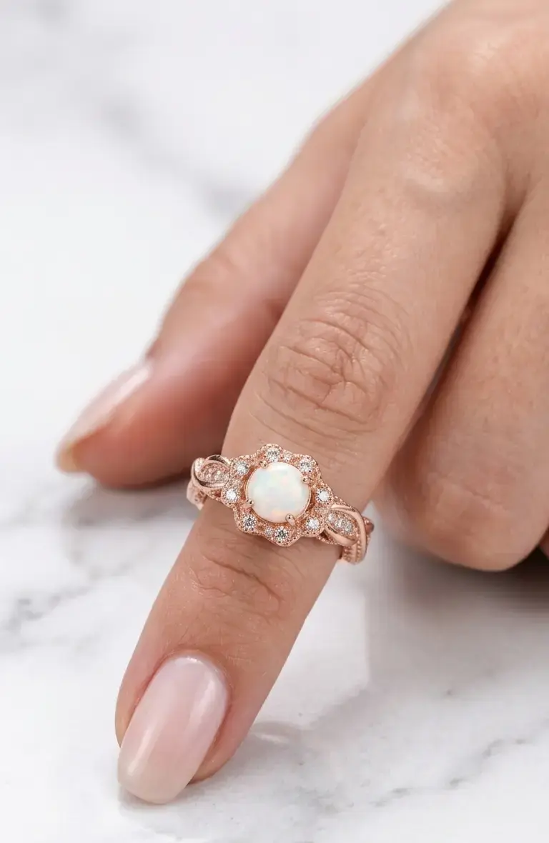 Anillo Aura Opal & Rose Twist - 2