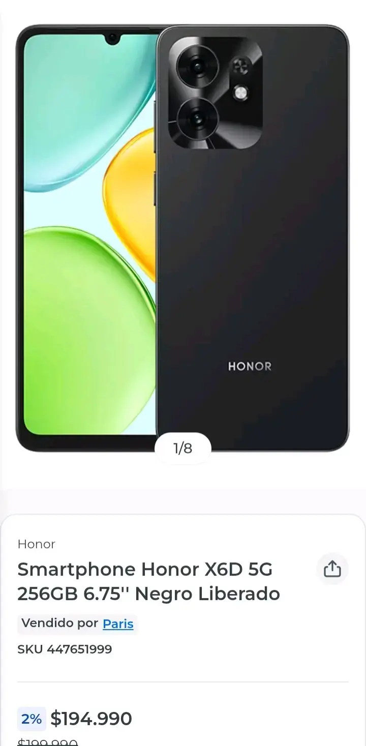 Smartphone Honor X6D 5G 256GB Negro Liberado - 1