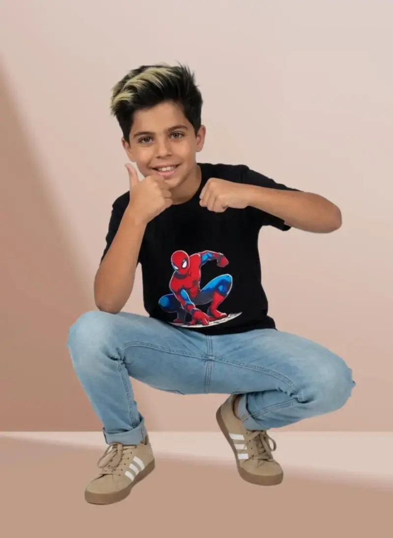 Polera de niño Spiderman negra Talla 6-8 (M) - 1