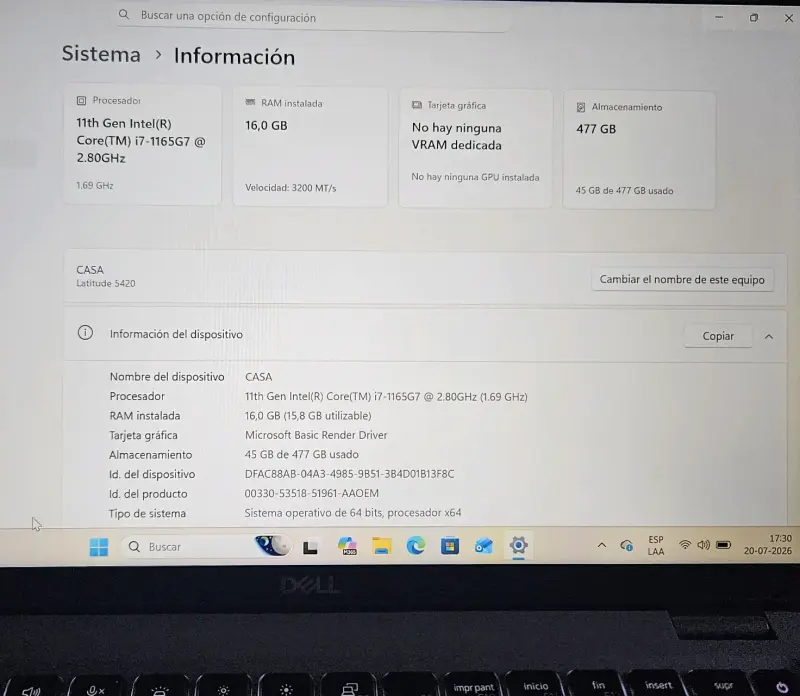 Laptop Dell Inspiron 14 pulgadas en buen estado - 5