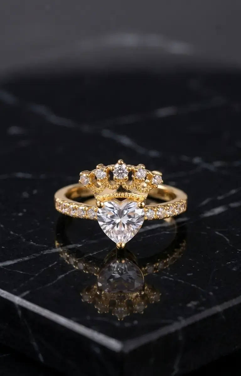 Anillo Tiara Corazón Imperial Oro - 1