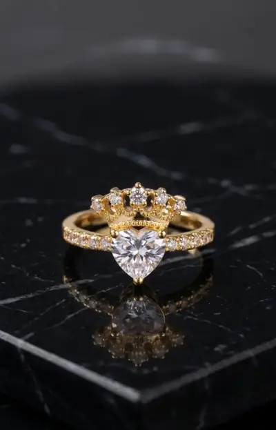 Anillo Tiara Corazón Imperial Oro - miniatura 1