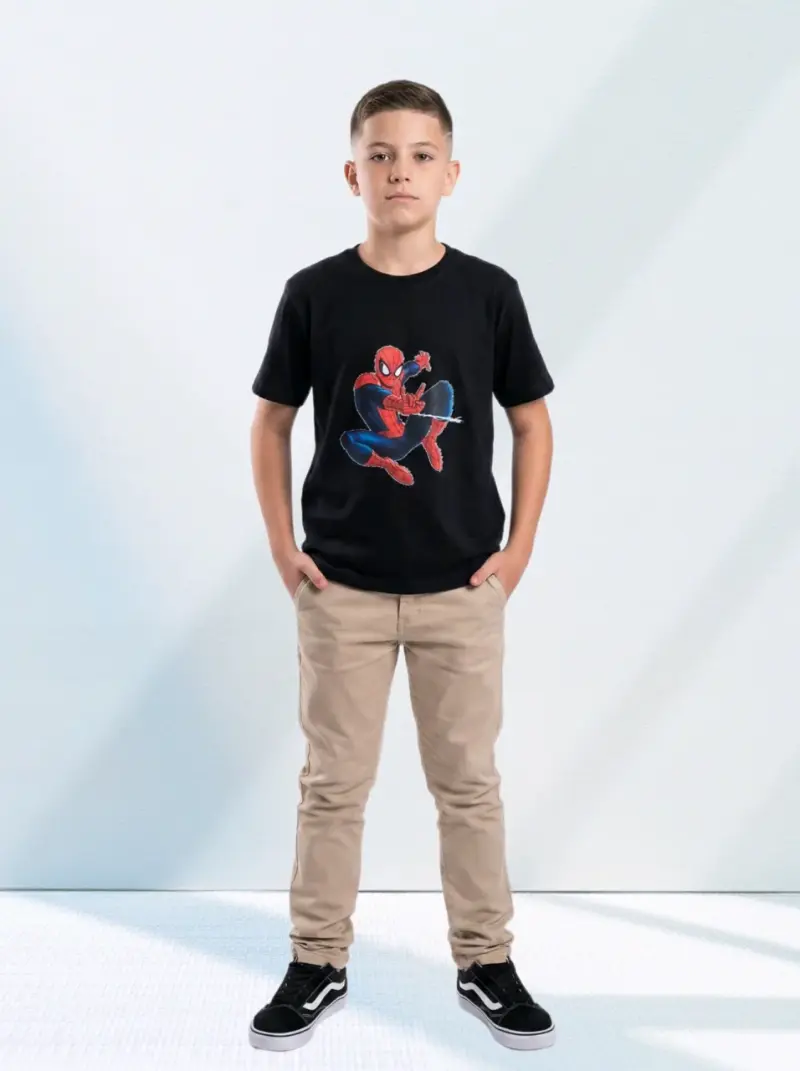 Polera negra de niño diseño Spiderman talla 10-12 - 1