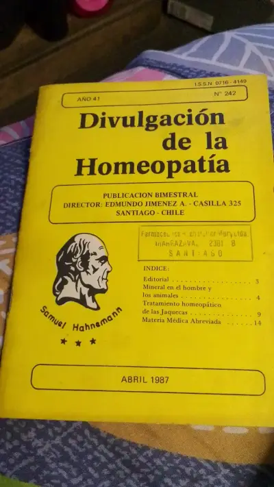 Revista Divulgación de la Homeopatía Abril 1987 - miniatura 1