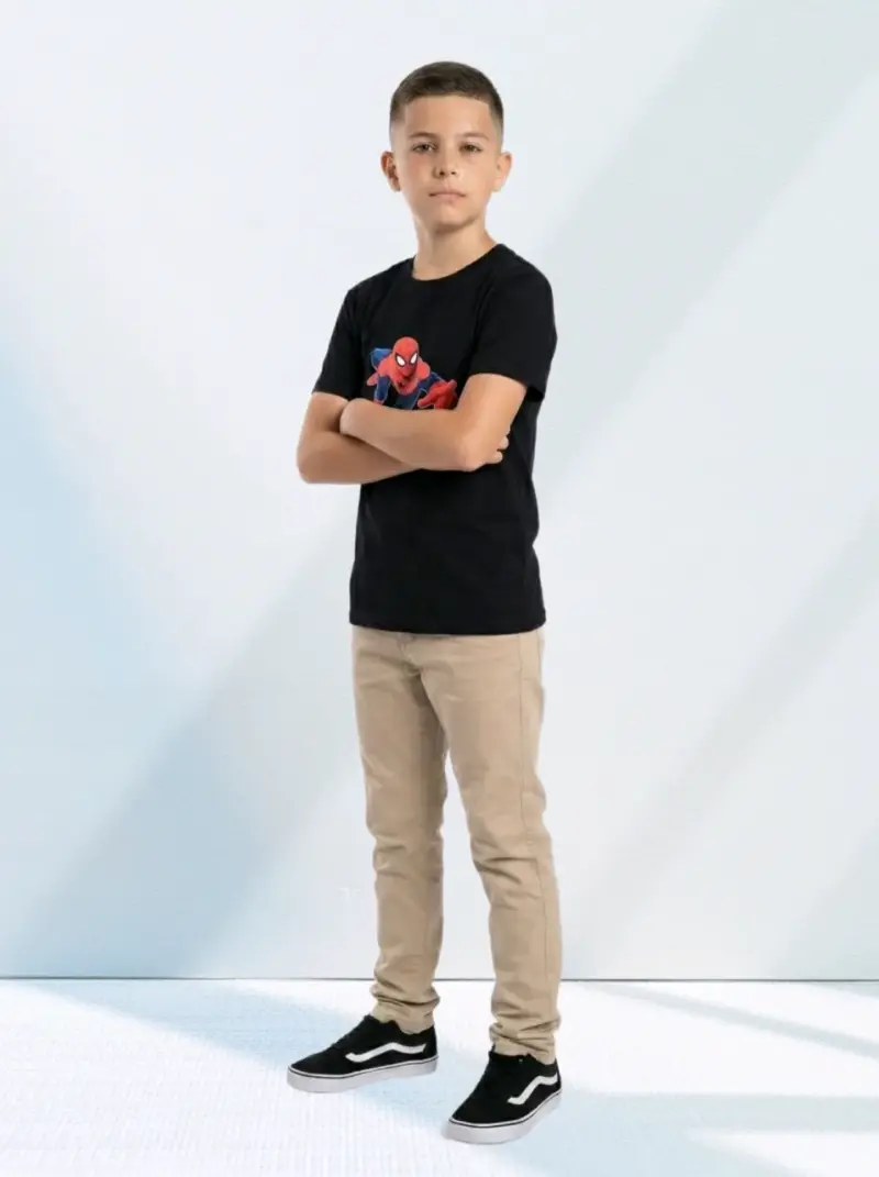 Polera negra de niño diseño Spiderman talla 10-12 - 1