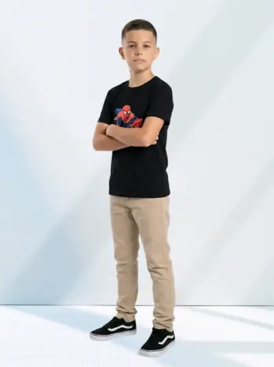 Polera negra de niño diseño Spiderman talla 10-12 - miniatura 1