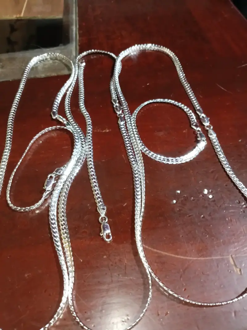 Cadena de plata esterlina + pulsera de plata - 1