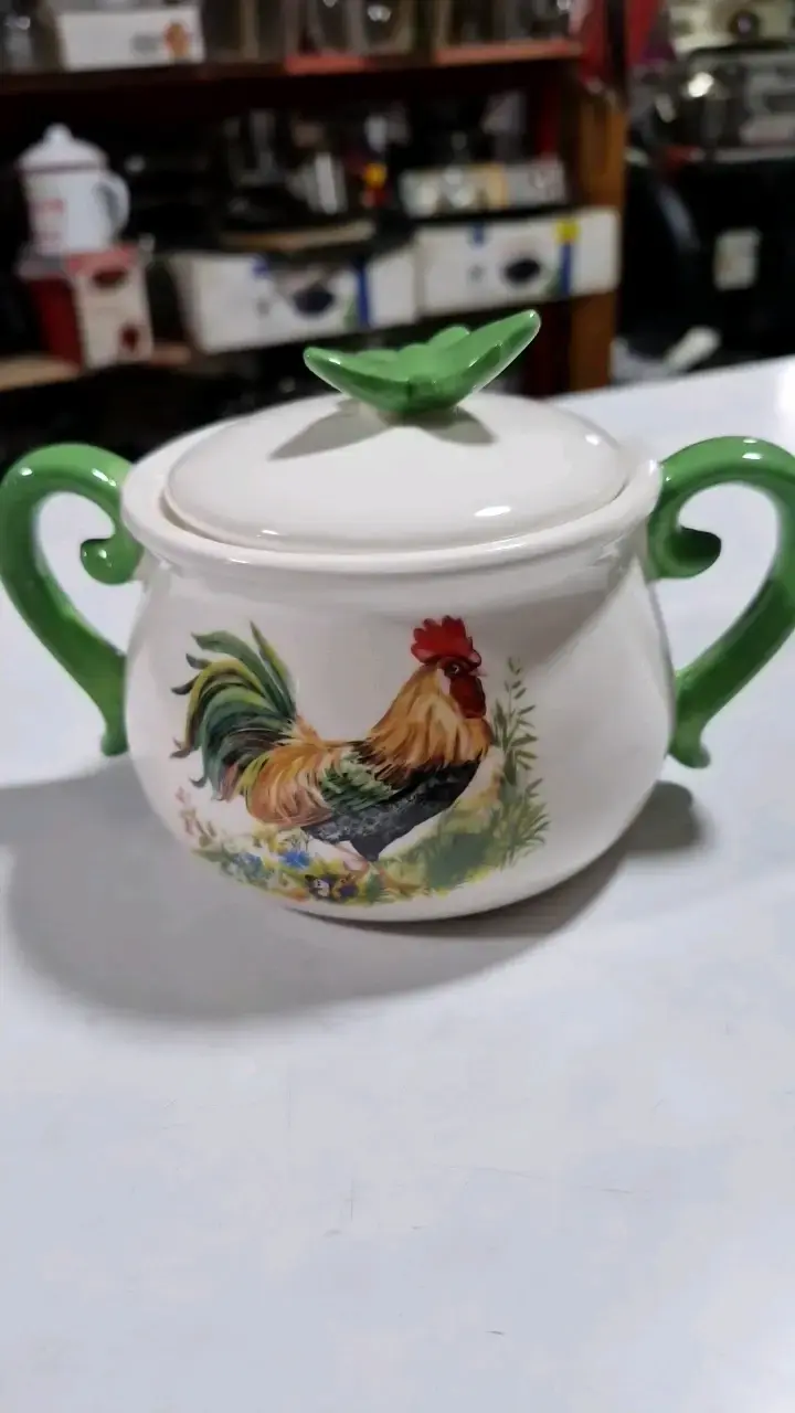Azucarero de cerámica con diseño de gallo - 1