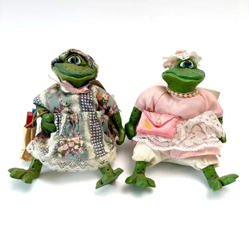 Colección de figuras de ranas decorativas vintage - 4