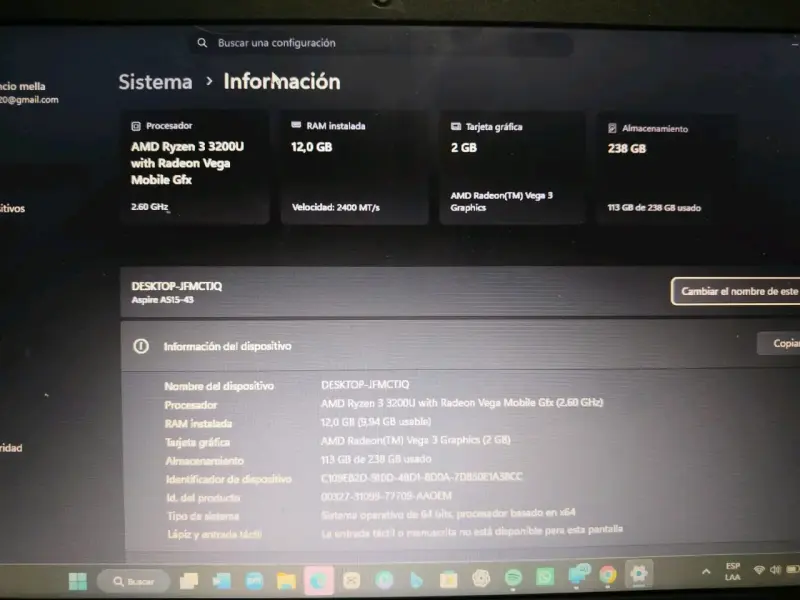 Notebook Acer Aspire 5 A515-43-R5KB AMD Ryzen 3 - 3