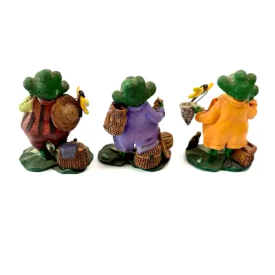 Figuras decorativas de ranas pescadoras vintage - miniatura 3
