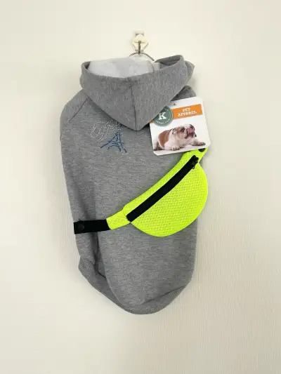 Polerón para perro con bolso reflectante gris - miniatura 1