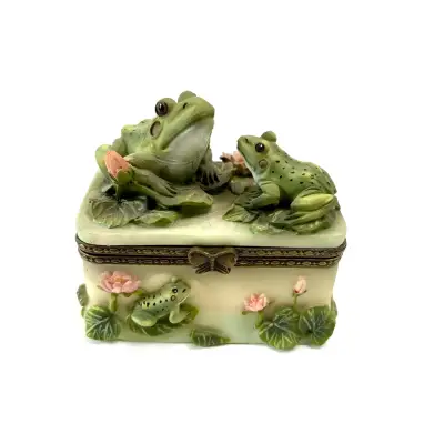 Caja decorativa joyero con ranas vintage - miniatura 1