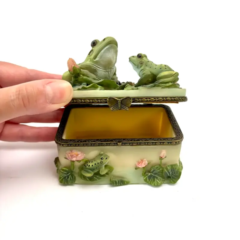 Caja decorativa joyero con ranas vintage - 2
