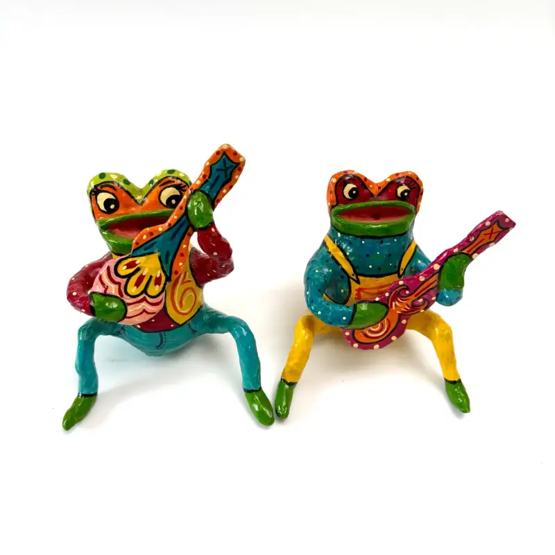 Figuras Decorativas de Ranas con Guitarra vintage - 1
